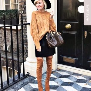 Tan faux suede over the knee boots